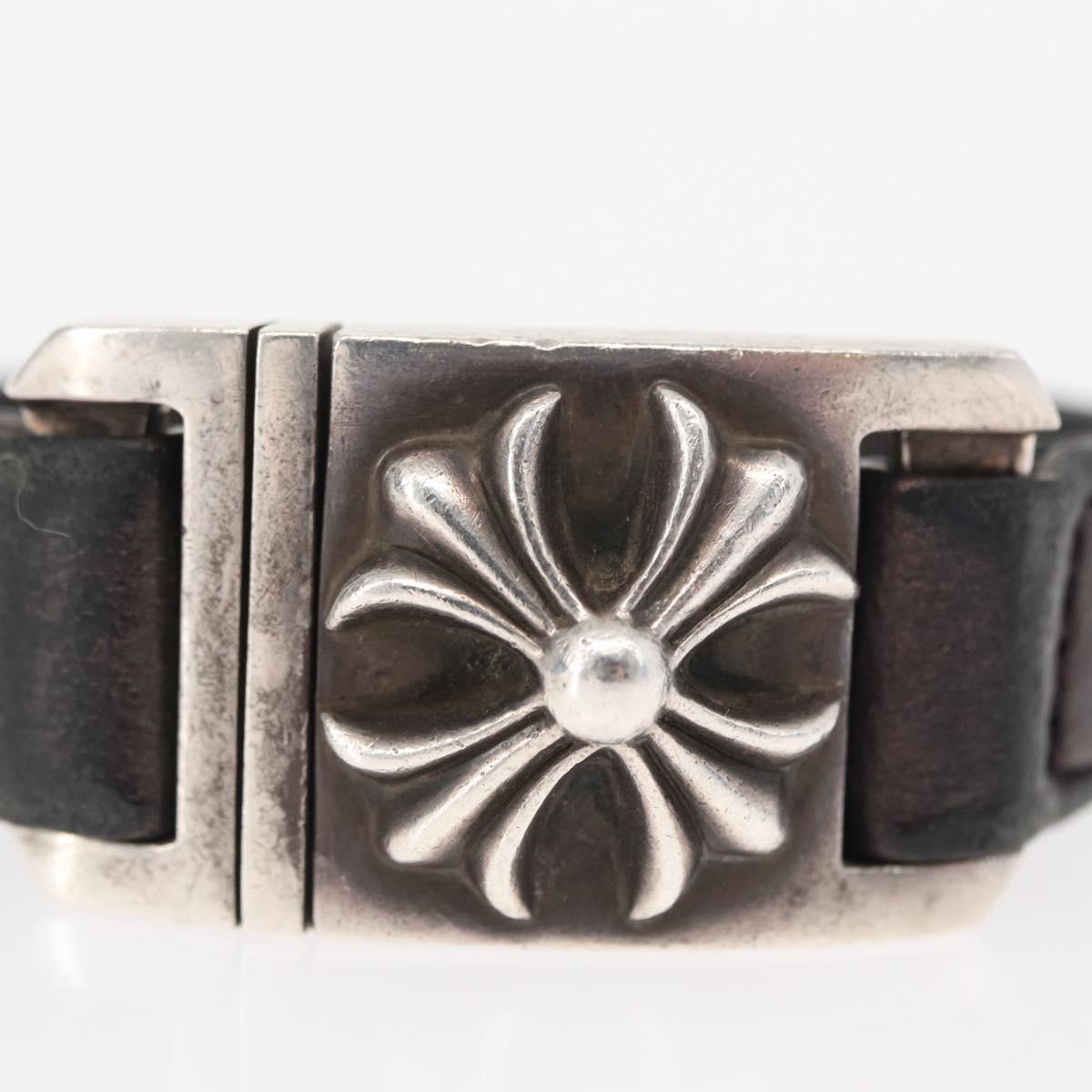 Chrome Hearts CH Plus Harness Clasp 7 Inch Bracelet Ag925 Black Auth 146388M