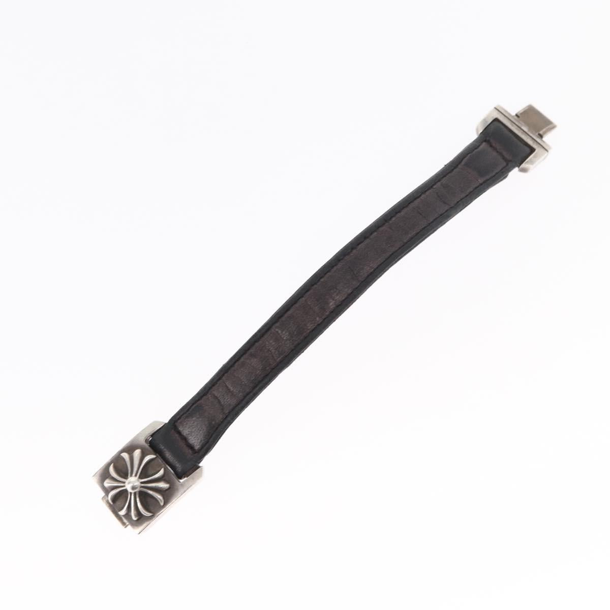 Chrome Hearts CH Plus Harness Clasp 7 Inch Bracelet Ag925 Black Auth 146388M