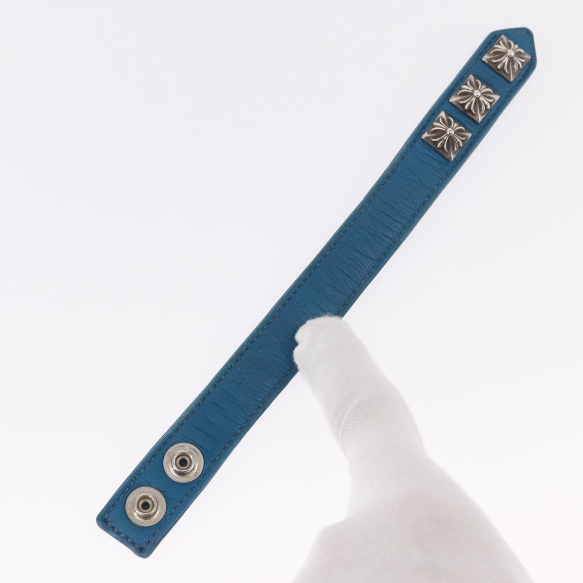 Chrome Hearts 3 Buttons 2 Snaps Pyramid Cross Button Bracelet Blue Auth 146389M