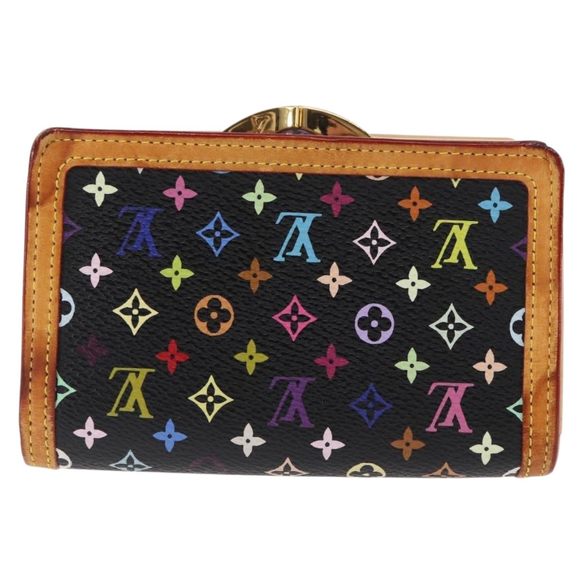 LOUIS VUITTON Multicolor Portefeuille Viennois Wallet Black M92988 Auth 146412