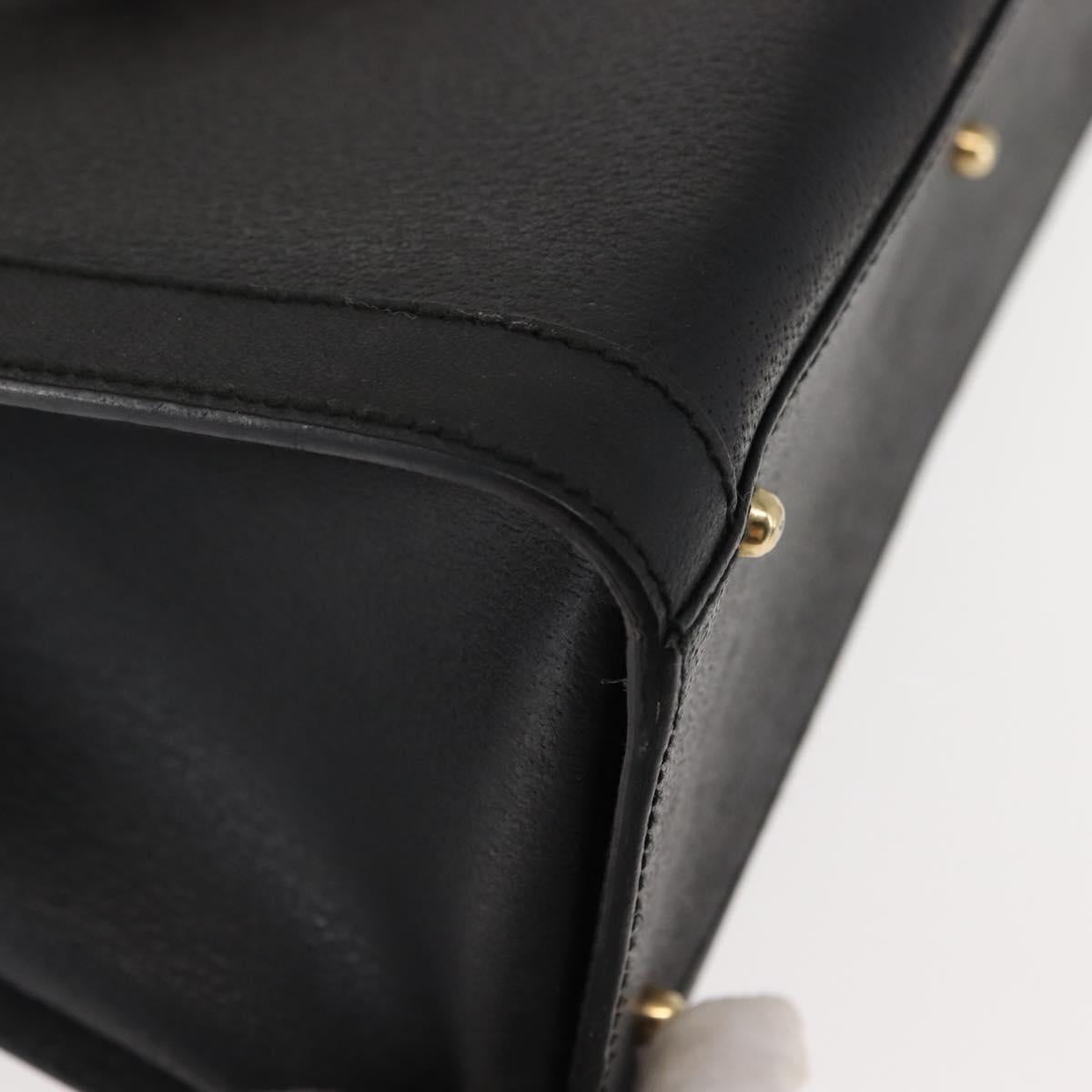 GUCCI Bamboo Hand Bag Leather Black Gold 002 1186 0260 Auth 146413