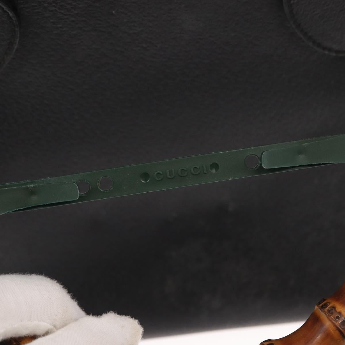 GUCCI Bamboo Hand Bag Leather Black Gold 002 1186 0260 Auth 146413