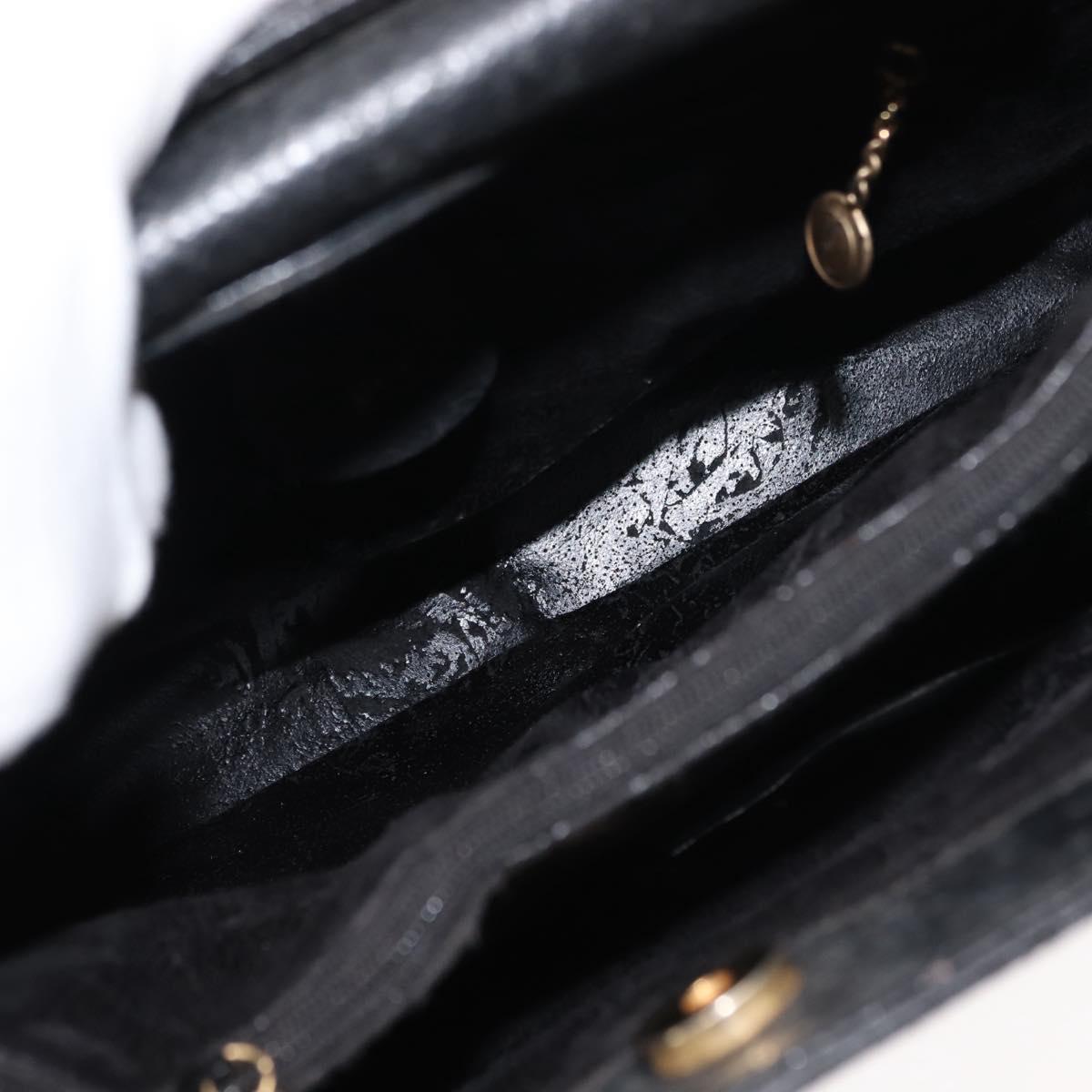 GUCCI Bamboo Hand Bag Leather Black Gold 002 1186 0260 Auth 146413