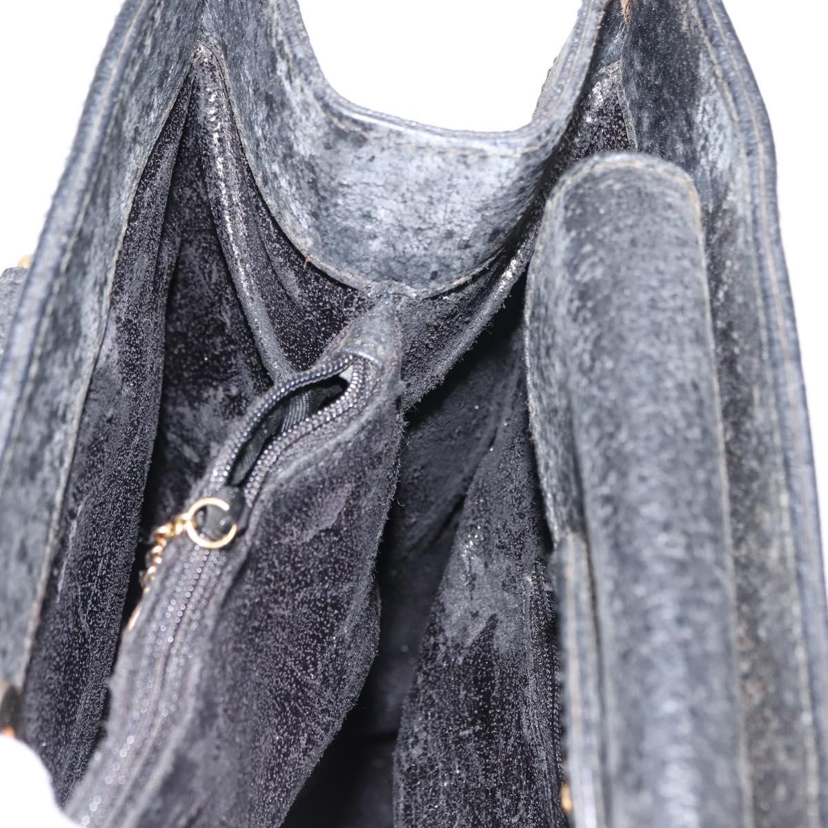 GUCCI Bamboo Hand Bag Leather Black Gold 002 1186 0260 Auth 146413