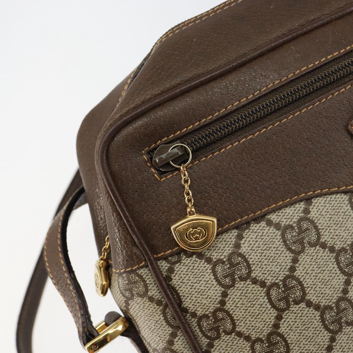 GUCCI GG Supreme Web Sherry Line Bag PVC Beige Gold 001 56 0852 Auth 146414