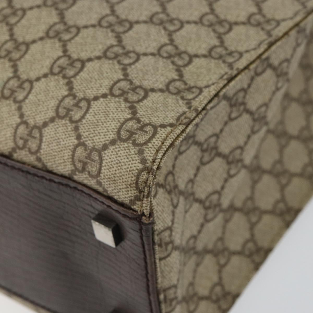 GUCCI GG Supreme Tote Bag PVC Beige Silver 91249 Auth 146418