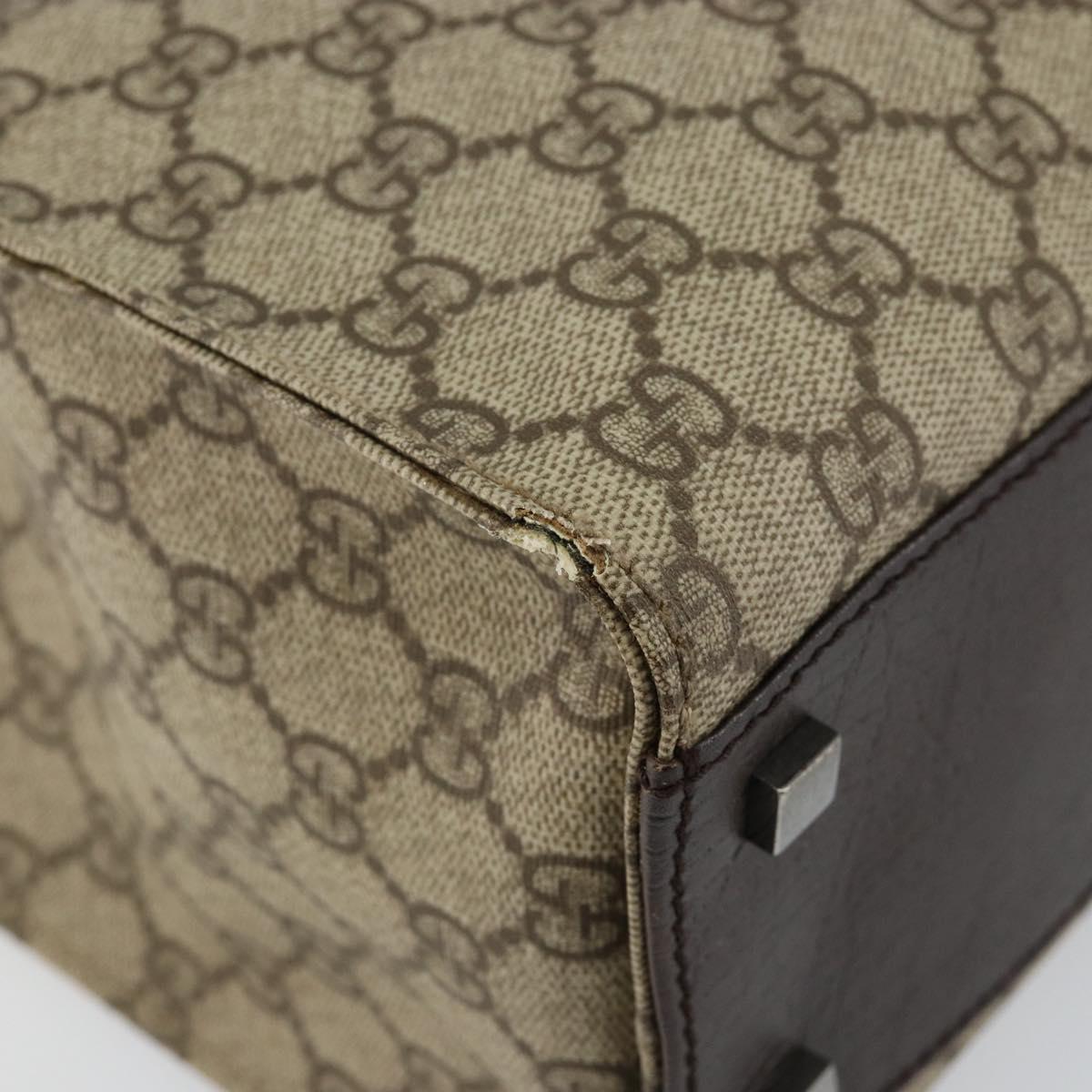 GUCCI GG Supreme Tote Bag PVC Beige Silver 91249 Auth 146418