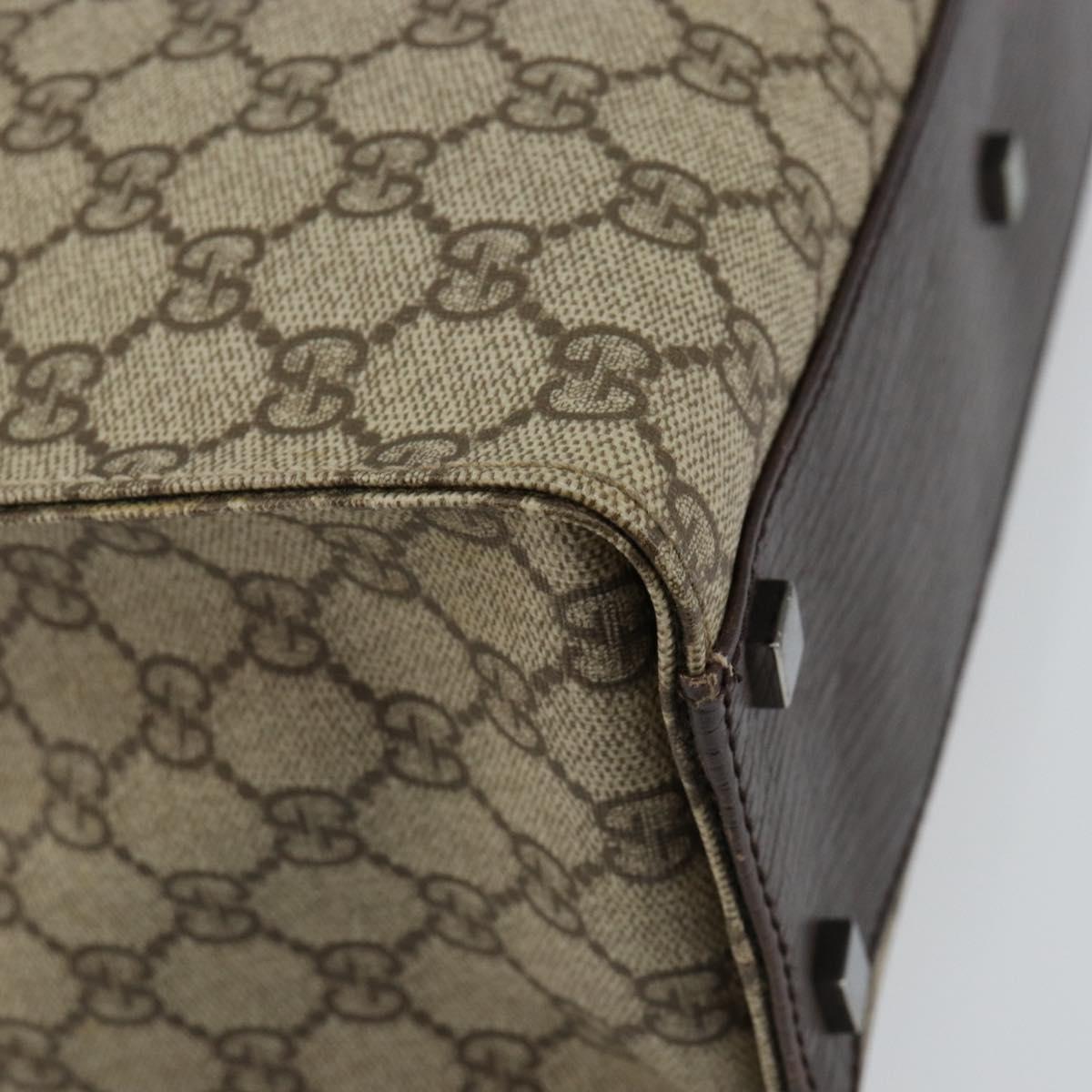 GUCCI GG Supreme Tote Bag PVC Beige Silver 91249 Auth 146418