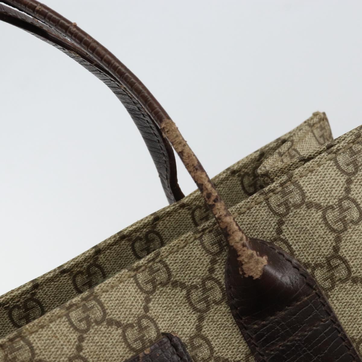 GUCCI GG Supreme Tote Bag PVC Beige Silver 91249 Auth 146418