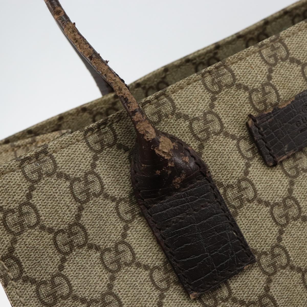 GUCCI GG Supreme Tote Bag PVC Beige Silver 91249 Auth 146418