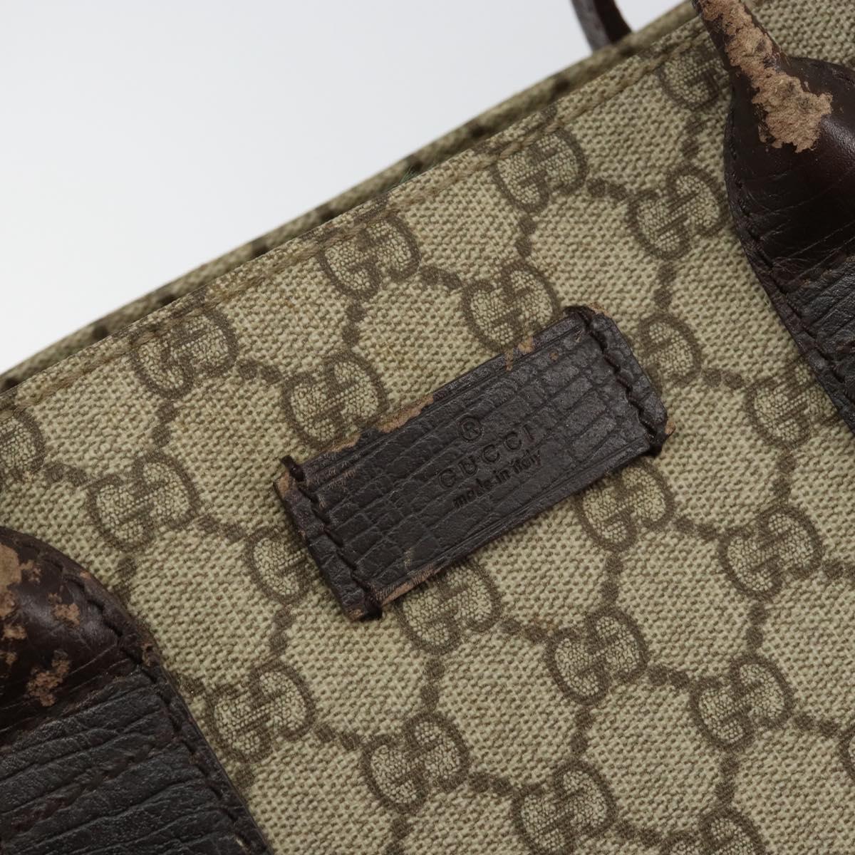 GUCCI GG Supreme Tote Bag PVC Beige Silver 91249 Auth 146418
