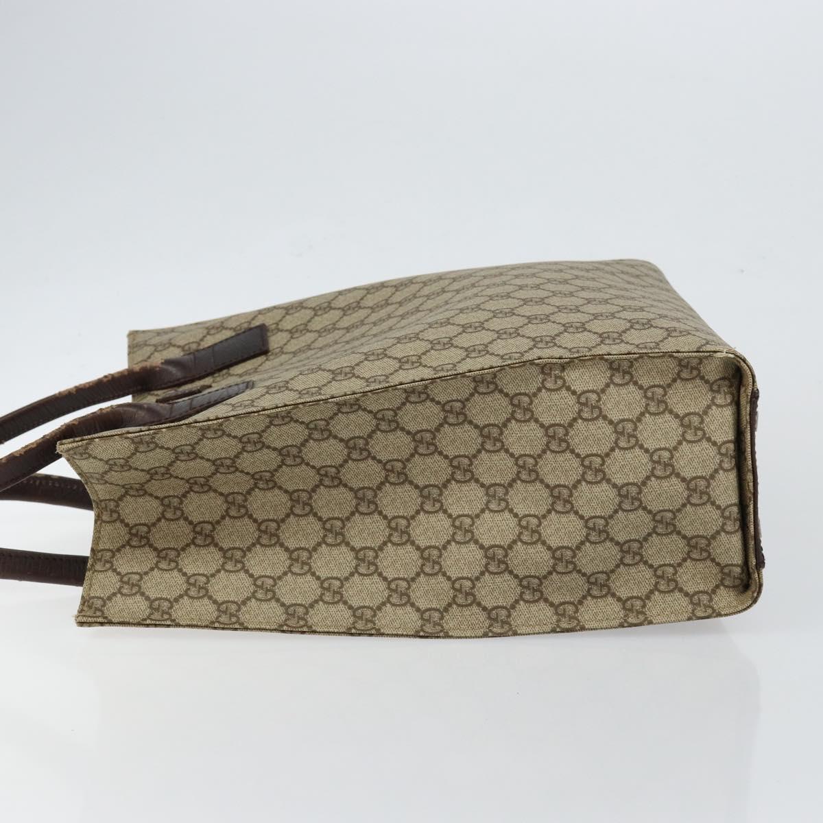 GUCCI GG Supreme Tote Bag PVC Beige Silver 91249 Auth 146418