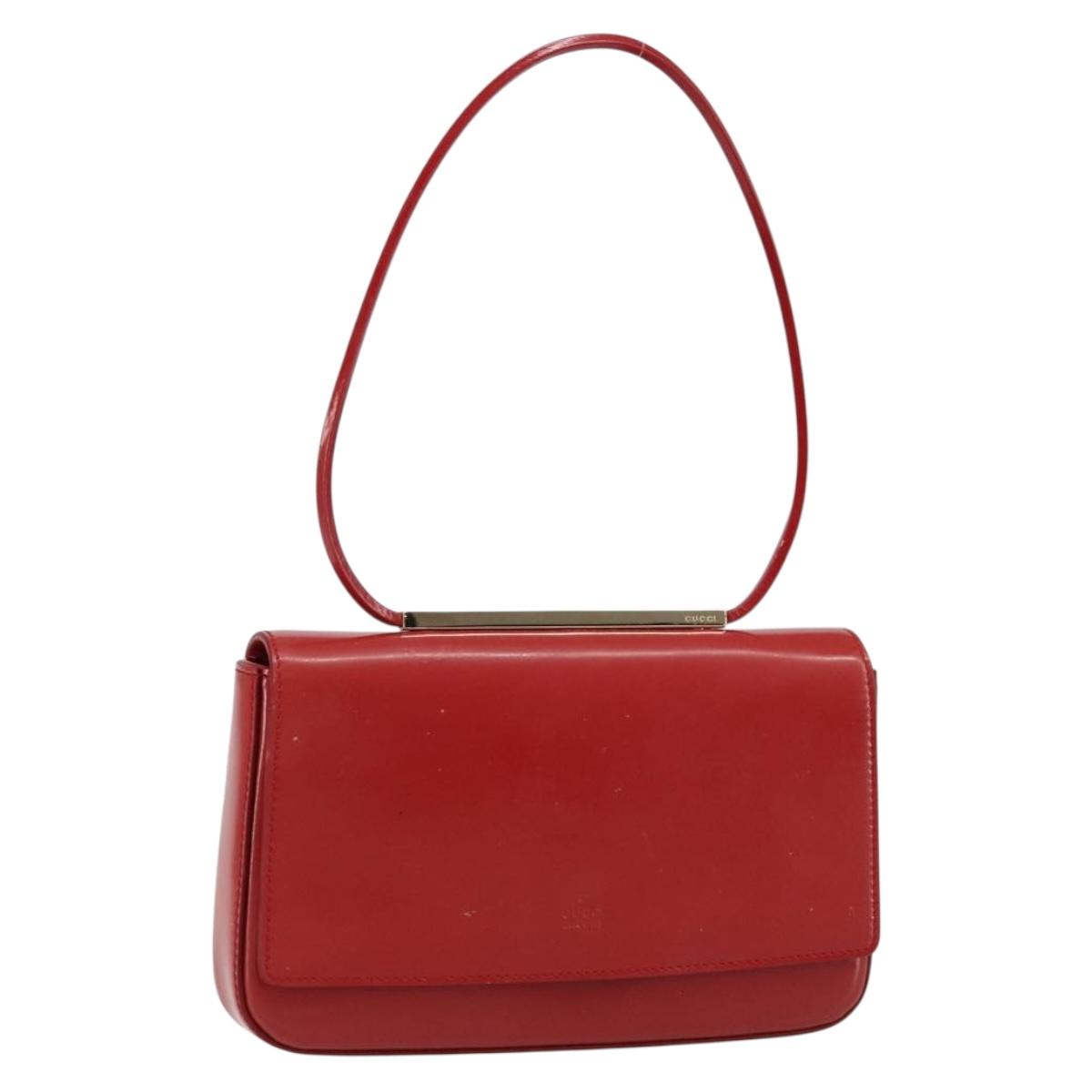 GUCCI Hand Bag Leather Red Gold 001 4227 Auth 146419