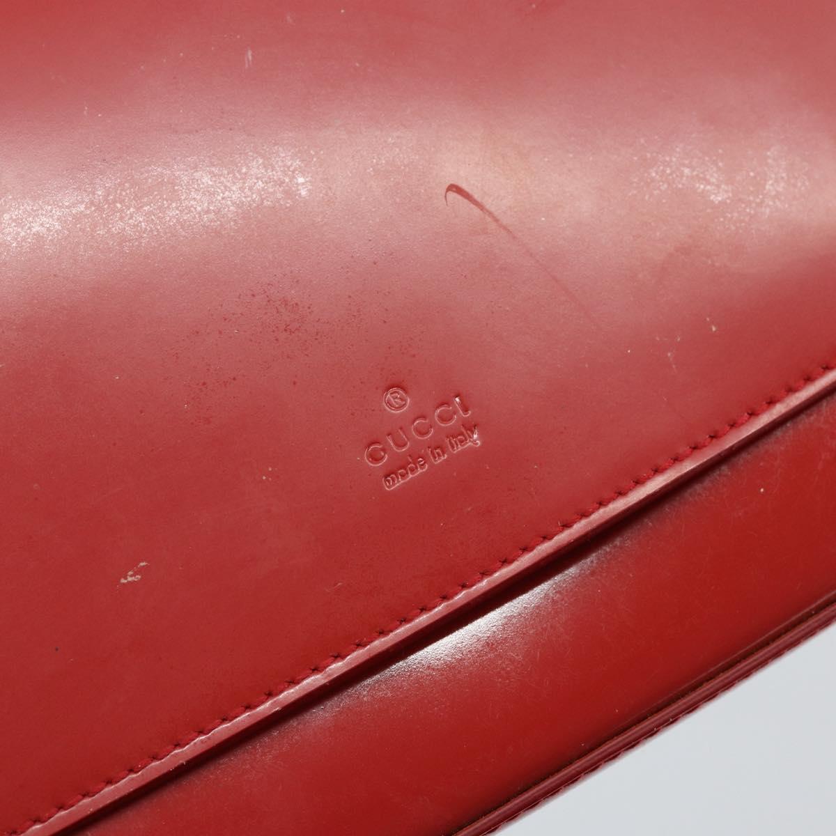 GUCCI Hand Bag Leather Red Gold 001 4227 Auth 146419