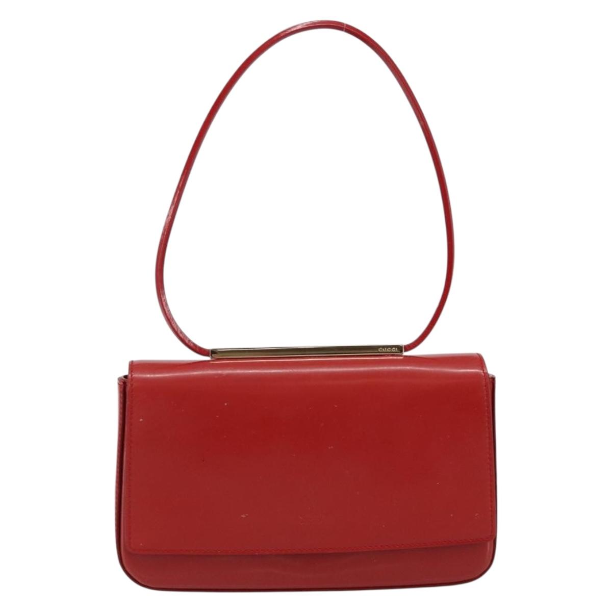 GUCCI Hand Bag Leather Red Gold 001 4227 Auth 146419