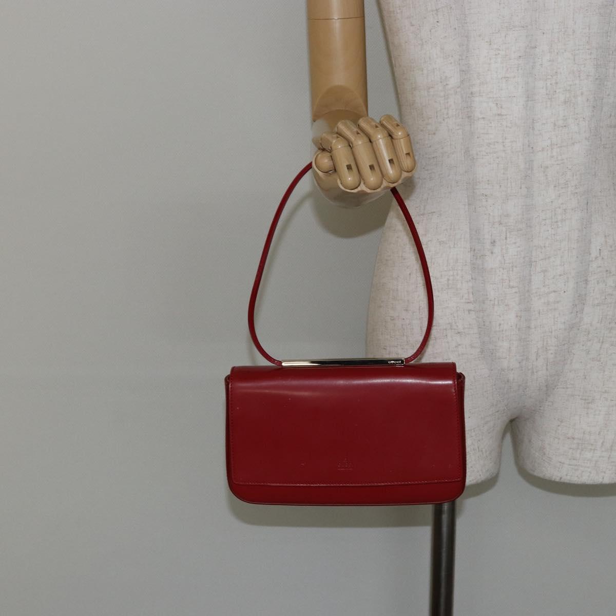 GUCCI Hand Bag Leather Red Gold 001 4227 Auth 146419