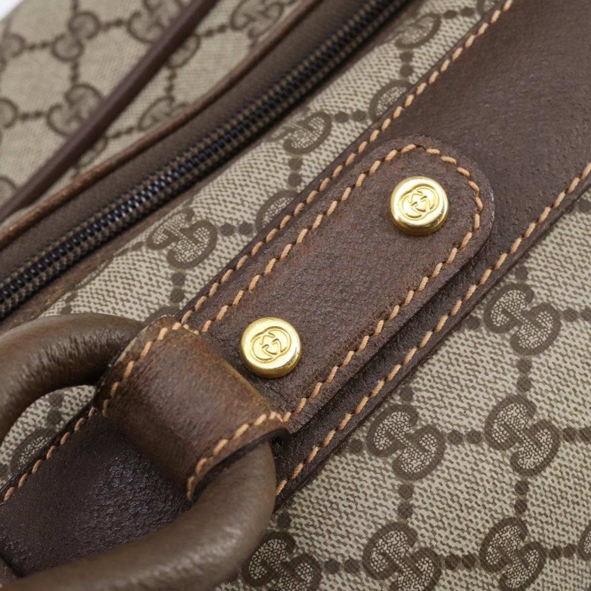 GUCCI GG Supreme Web Sherry Line Travel Bag PVC Beige Gold Auth 146422