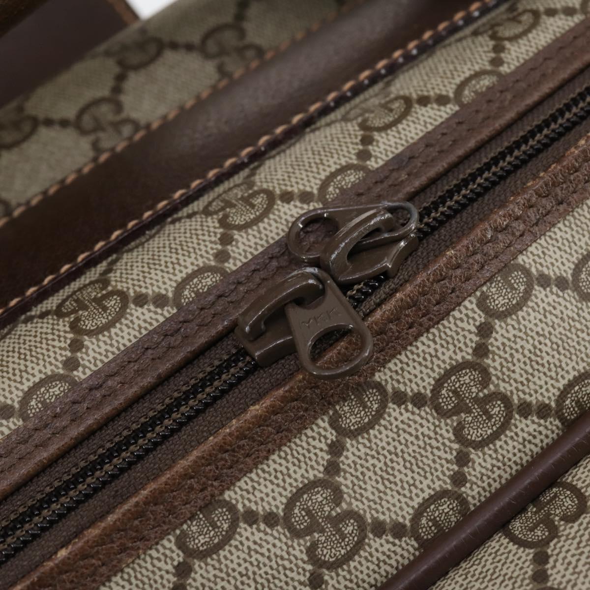 GUCCI GG Supreme Web Sherry Line Travel Bag PVC Beige Gold Auth 146422