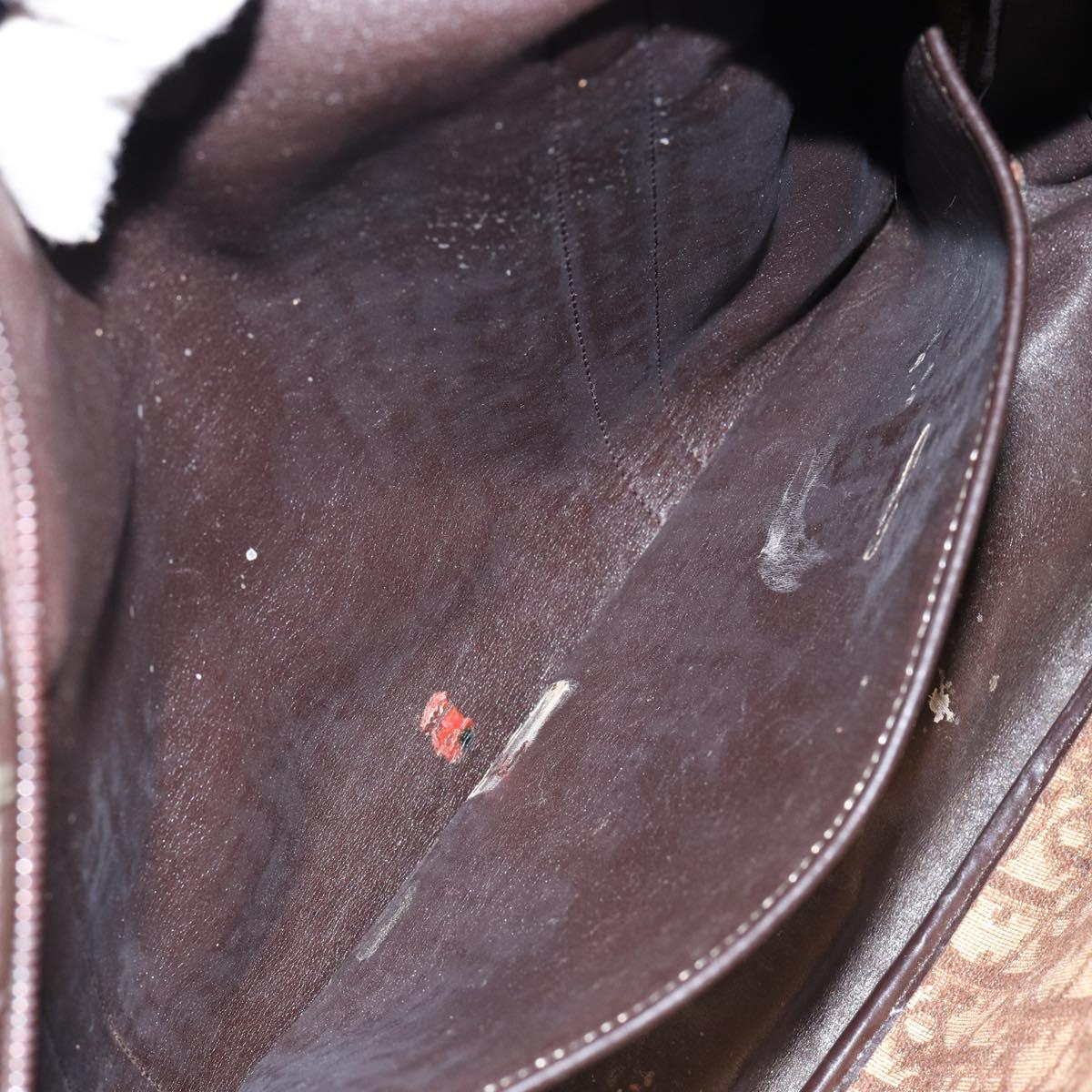 Christian Dior Trotter Canvas Hand Bag Brown Gold Auth 146427