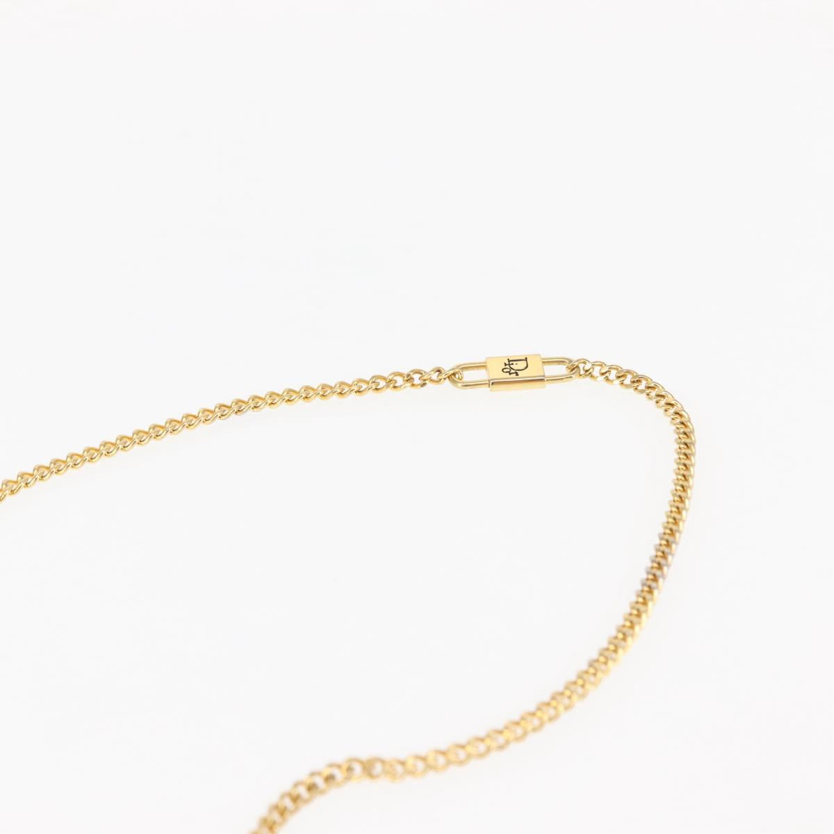 Christian Dior Trotter Canvas Chain Shoulder Bag Navy Gold Auth 146428