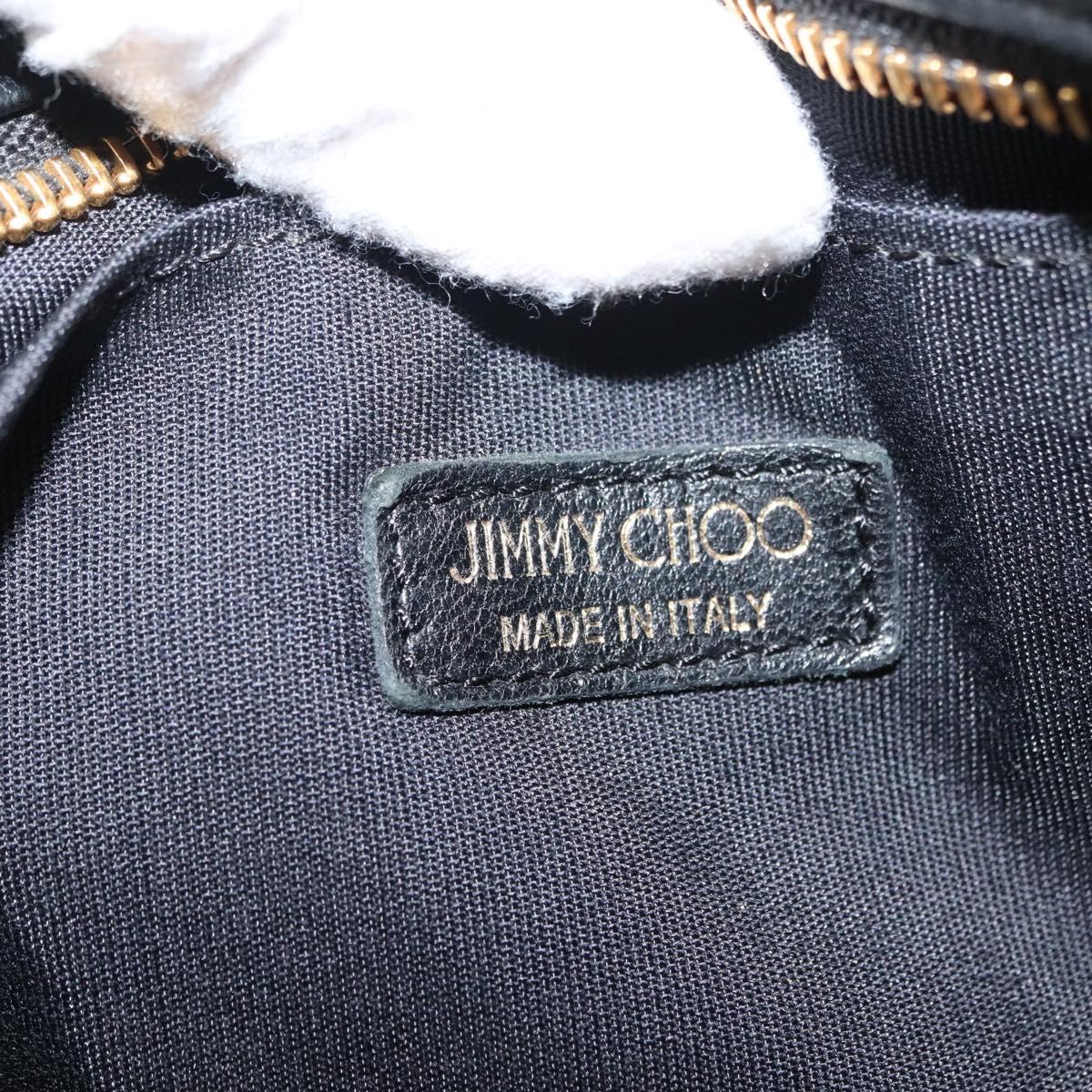 Jimmy Choo Studs Clutch Bag Leather Black Gold Auth 146429