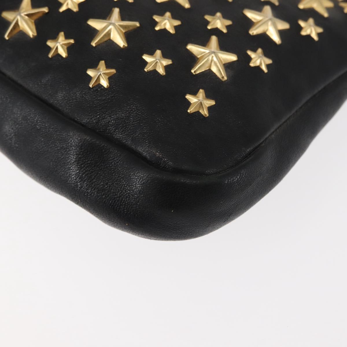 Jimmy Choo Studs Clutch Bag Leather Black Gold Auth 146429