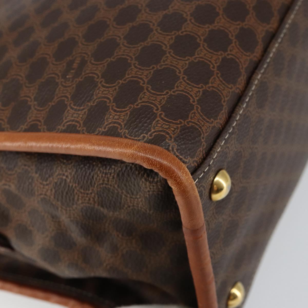 CELINE Macadam Canvas Hand Bag PVC Brown Gold Auth 146433