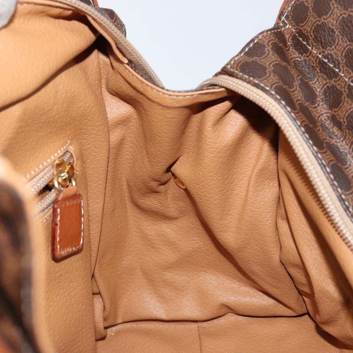 CELINE Macadam Canvas Hand Bag PVC Brown Gold Auth 146433