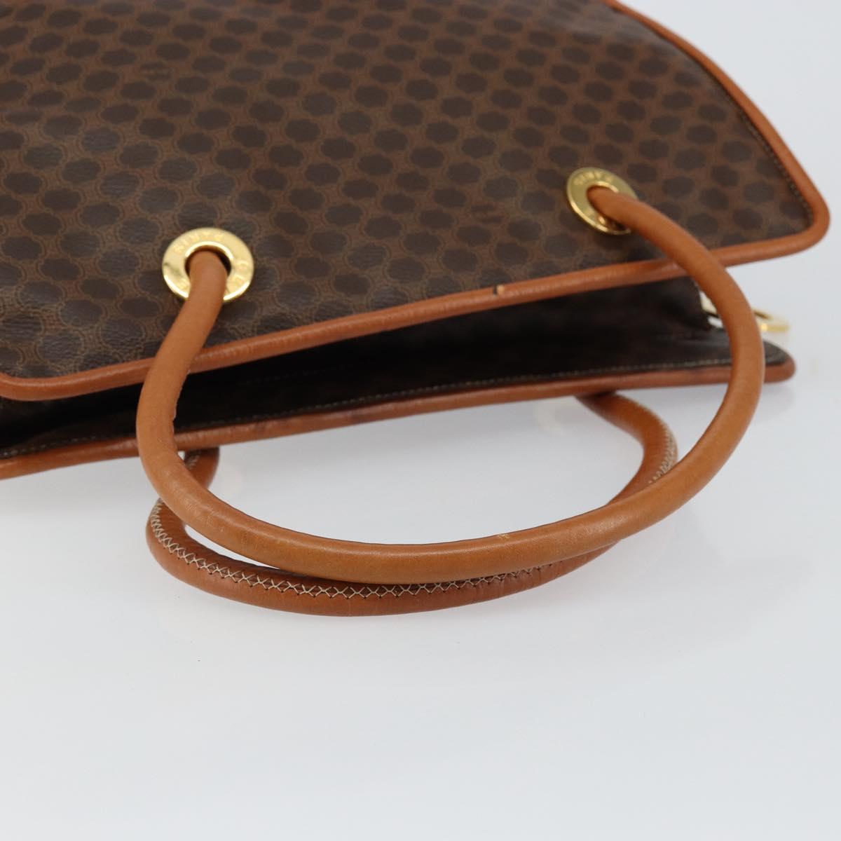 CELINE Macadam Canvas Hand Bag PVC Brown Gold Auth 146433