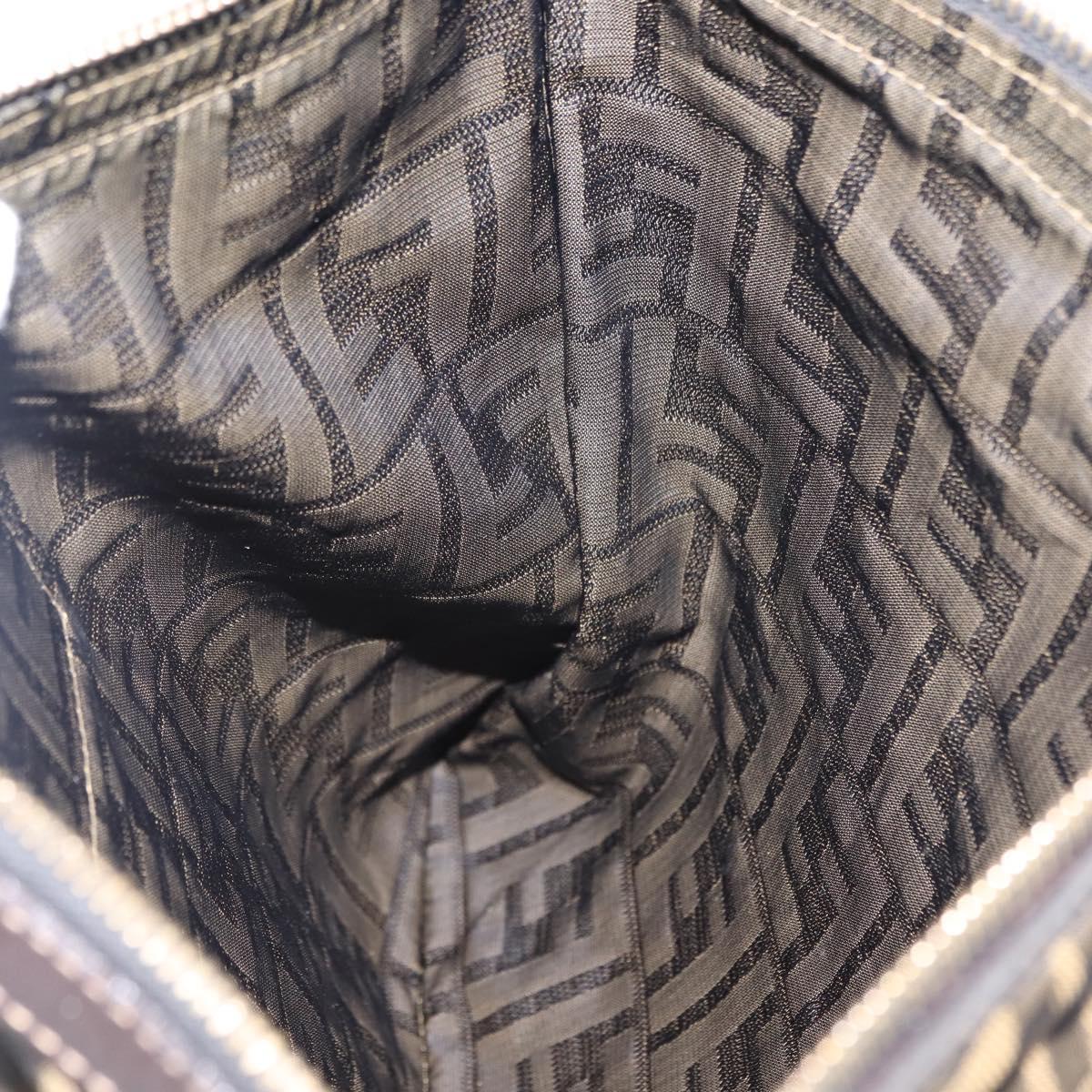 FENDI Zucca Canvas Pouch Black Brown Auth 146439
