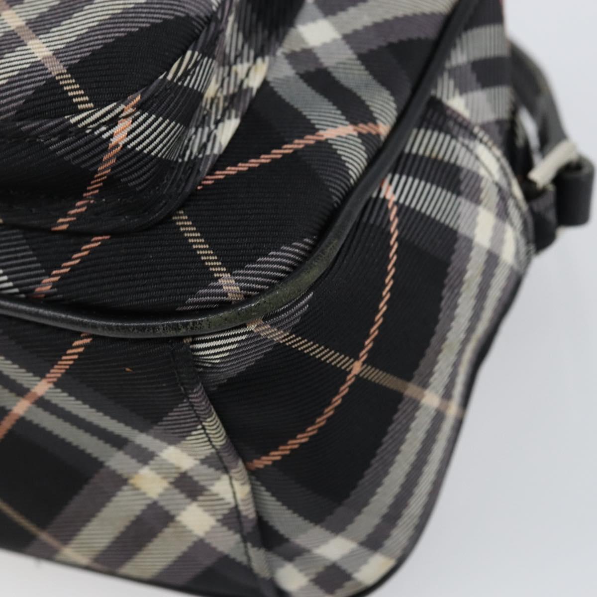 BURBERRY Nova Check Blue Label Shoulder Bag Nylon Black Silver Auth 146441