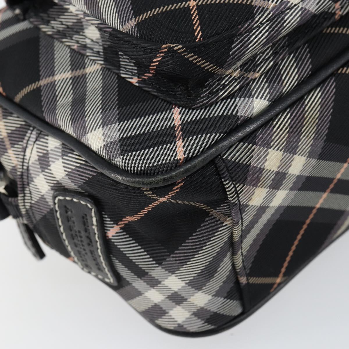 BURBERRY Nova Check Blue Label Shoulder Bag Nylon Black Silver Auth 146441