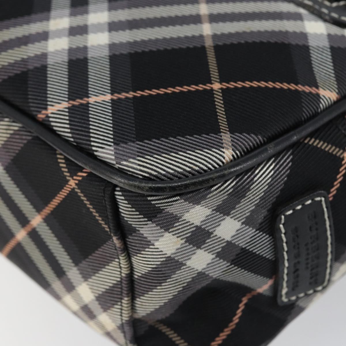 BURBERRY Nova Check Blue Label Shoulder Bag Nylon Black Silver Auth 146441