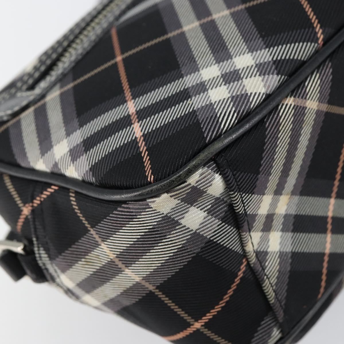 BURBERRY Nova Check Blue Label Shoulder Bag Nylon Black Silver Auth 146441
