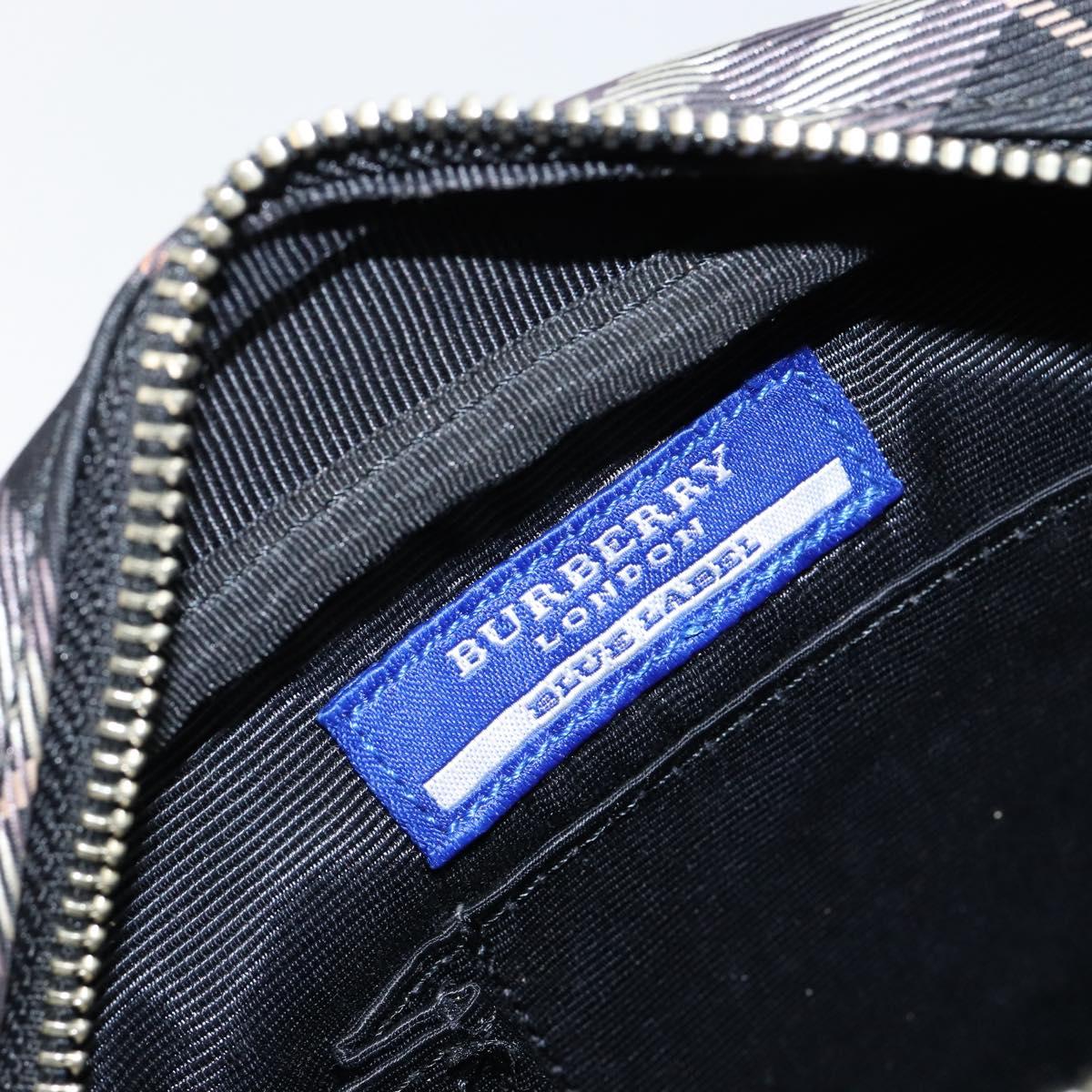 BURBERRY Nova Check Blue Label Shoulder Bag Nylon Black Silver Auth 146441