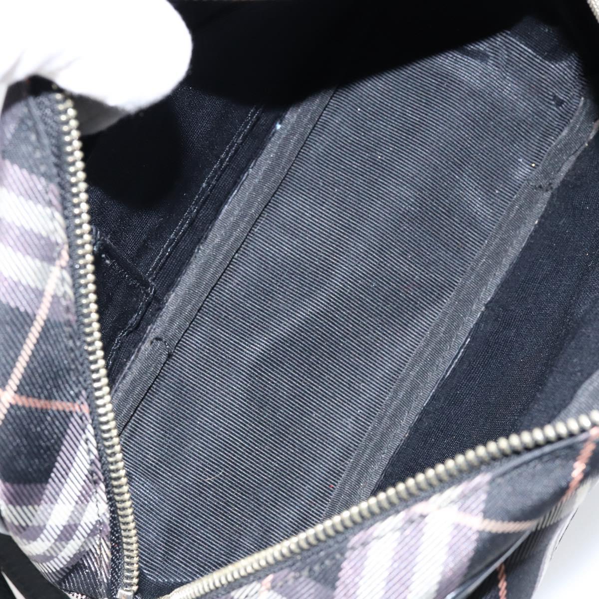 BURBERRY Nova Check Blue Label Shoulder Bag Nylon Black Silver Auth 146441