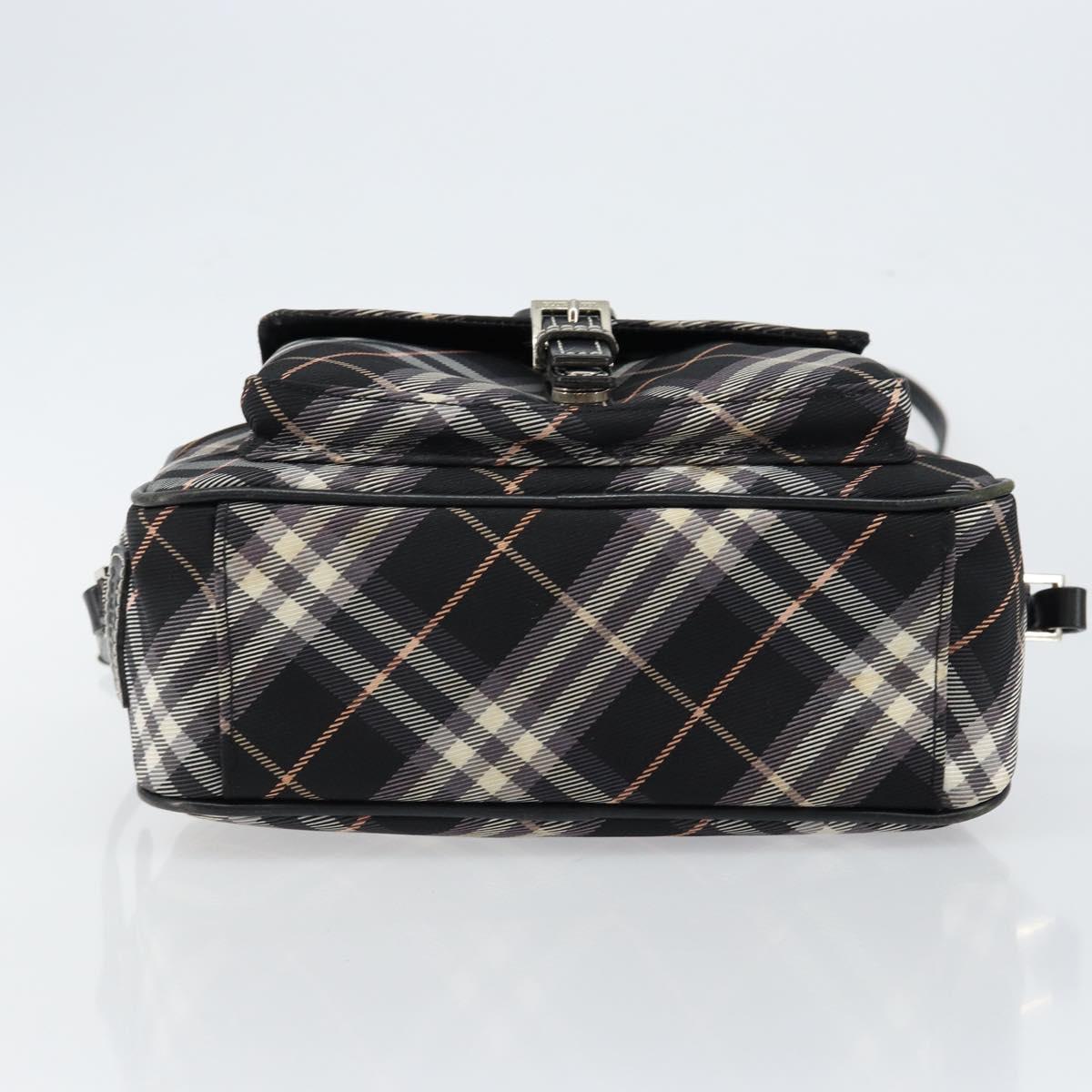 BURBERRY Nova Check Blue Label Shoulder Bag Nylon Black Silver Auth 146441
