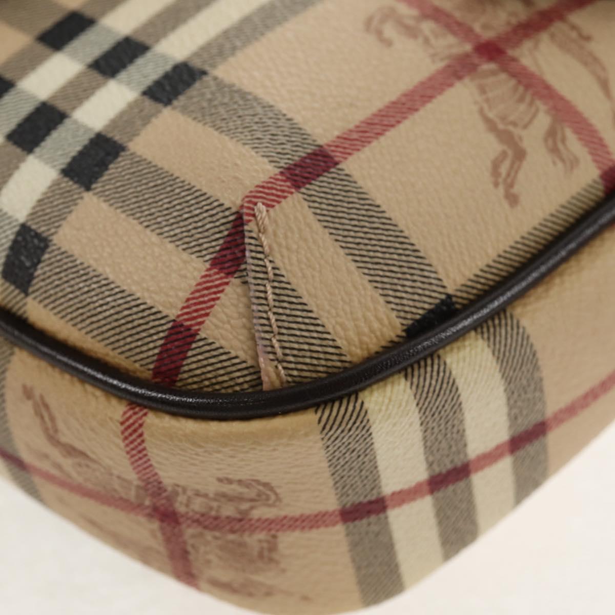 BURBERRY Nova Check Shoulder Bag PVC Beige Gold Auth 146442V