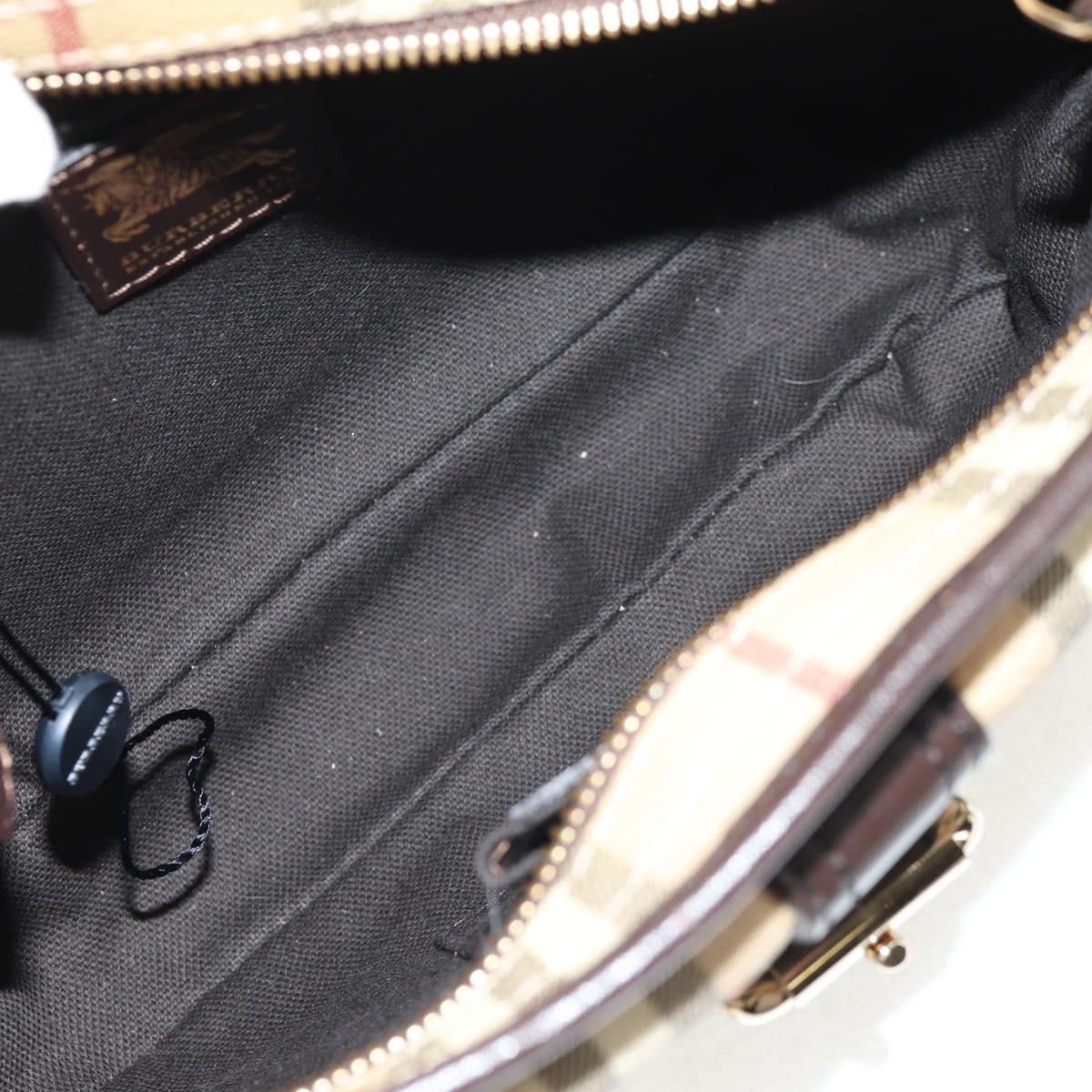 BURBERRY Nova Check Shoulder Bag PVC Beige Gold Auth 146442V