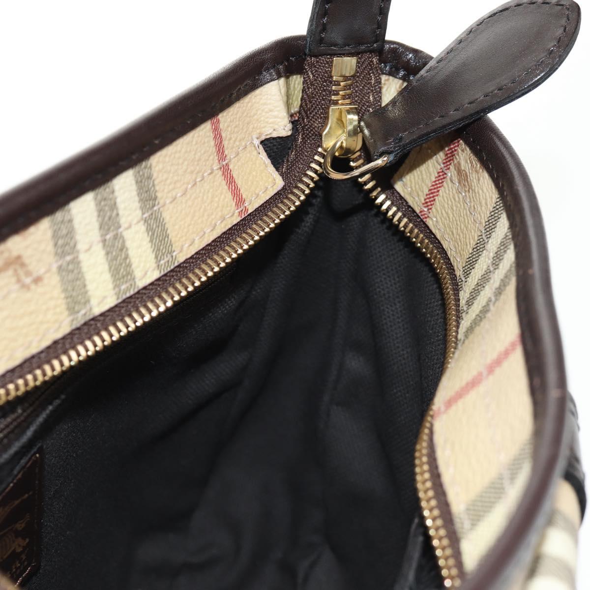 BURBERRY Nova Check Shoulder Bag PVC Beige Gold Auth 146442V