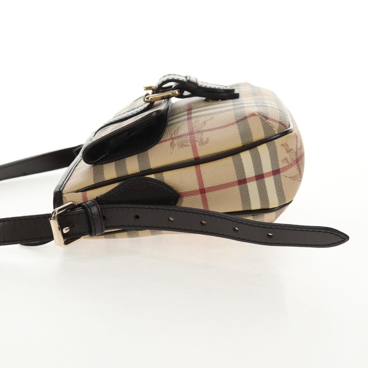 BURBERRY Nova Check Shoulder Bag PVC Beige Gold Auth 146442V