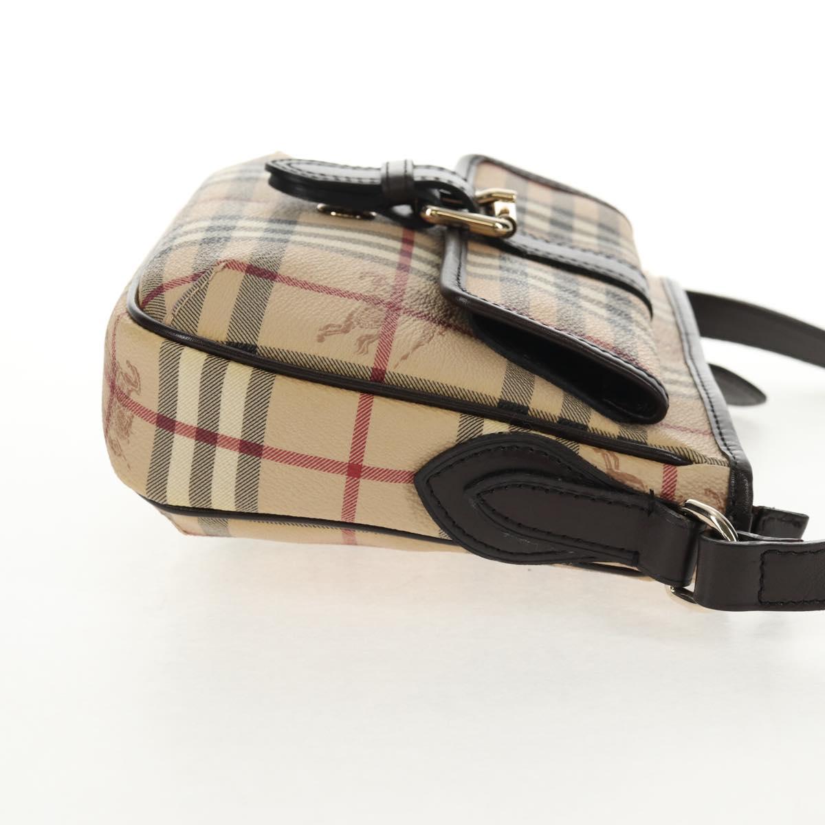 BURBERRY Nova Check Shoulder Bag PVC Beige Gold Auth 146442V