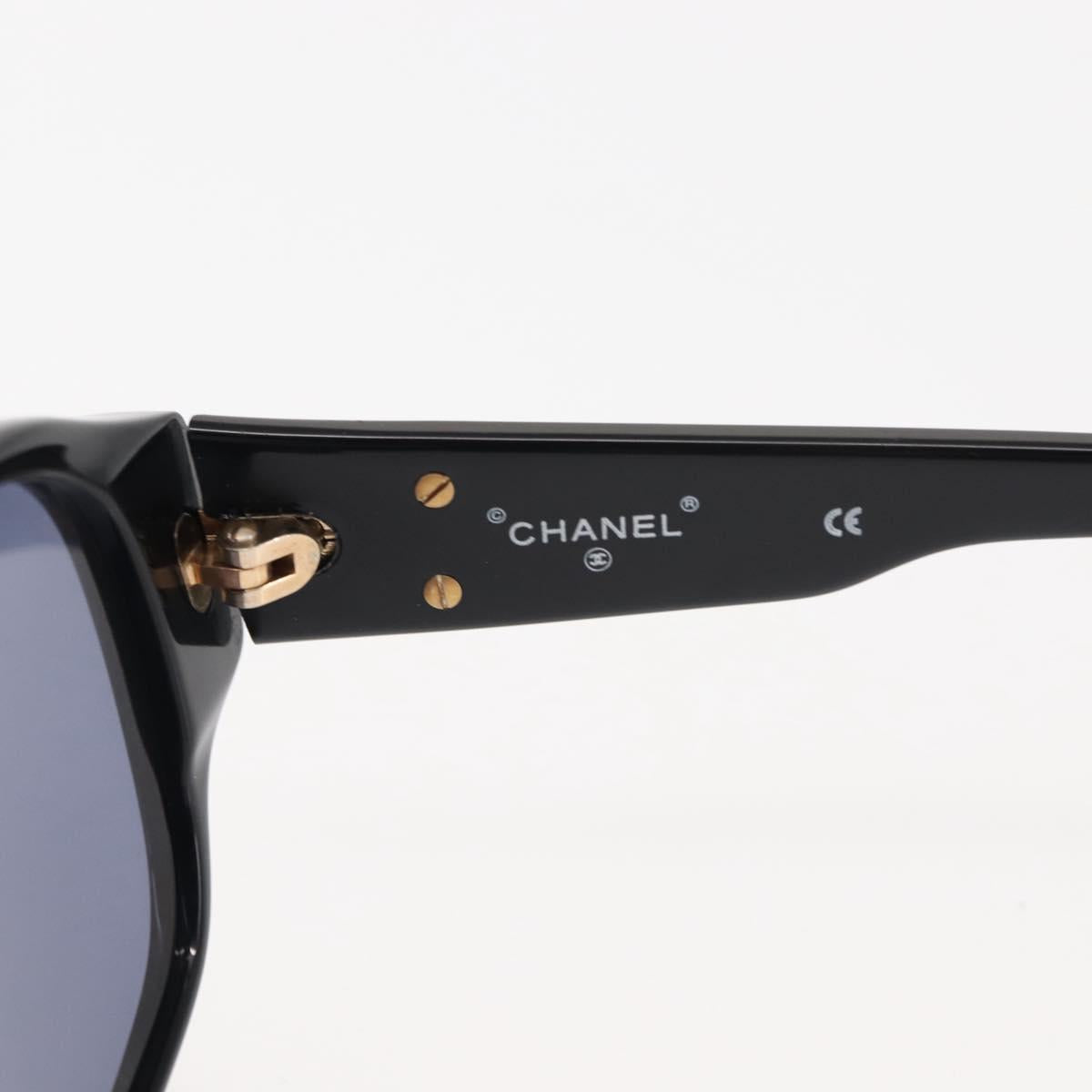 CHANEL Sunglasses Plastic Black CC Auth 146446