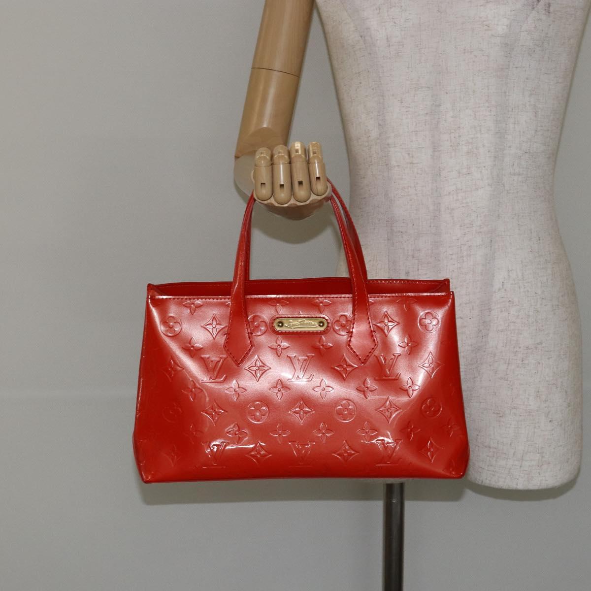 LOUIS VUITTON Vernis Bluebird Wilshire PM Bag Orenge Sunset M93644 Auth 146475