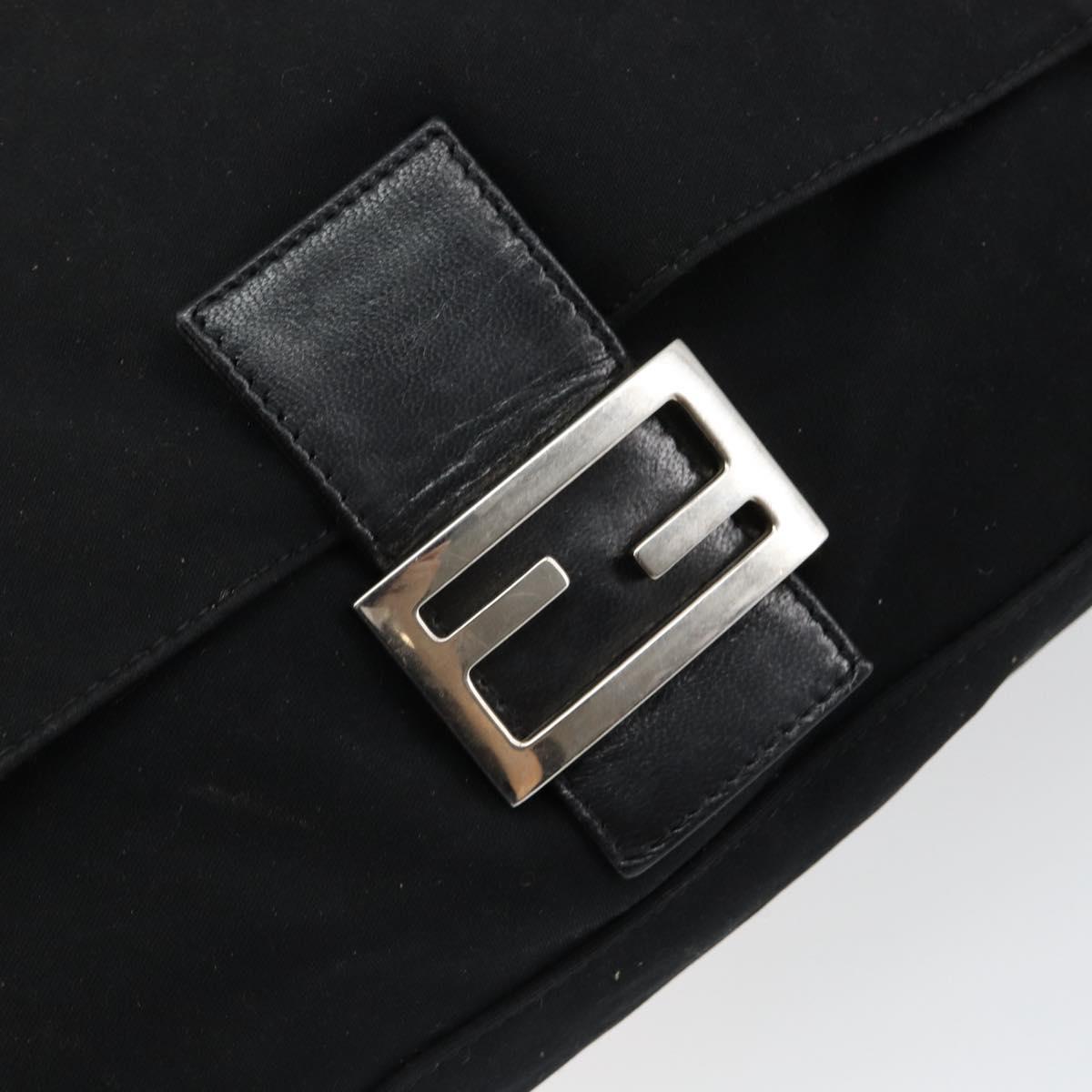 FENDI Mamma Baguette Shoulder Bag Nylon Black Silver Auth 146480