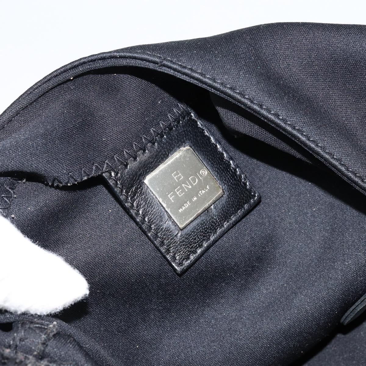 FENDI Mamma Baguette Shoulder Bag Nylon Black Silver Auth 146480
