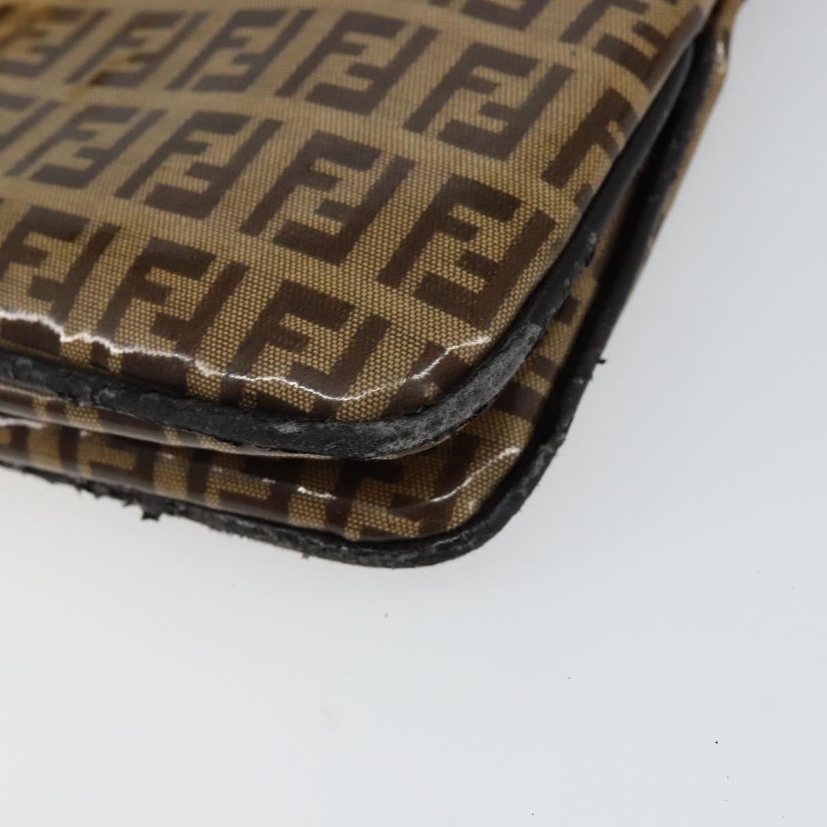 FENDI Zucchino Canvas Mamma Baguette Shoulder Bag Enamel Beige Gold Auth 146481