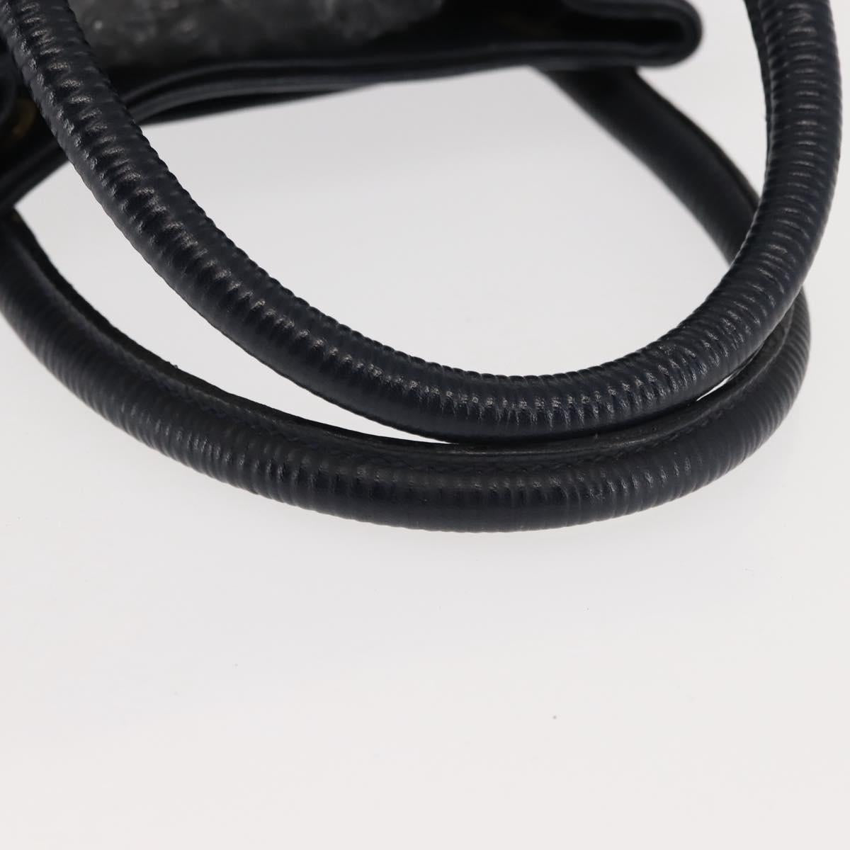 FENDI Pecan Canvas Hand Bag PVC Navy Gold Auth 146482