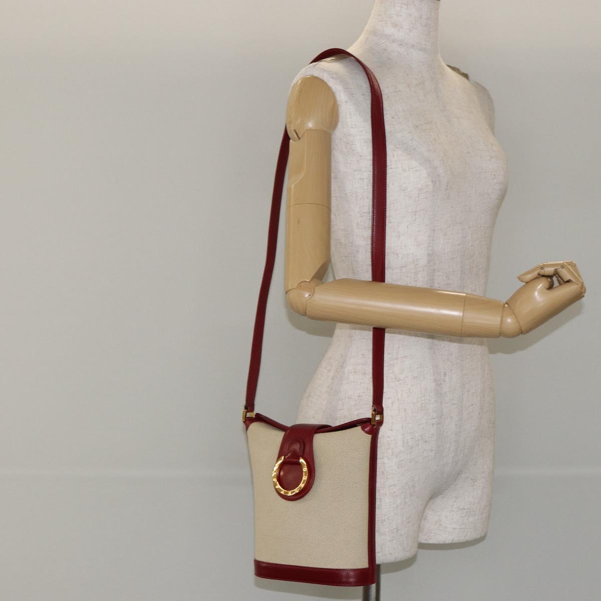 TIFFANY&Co. Shoulder Bag Canvas Beige Gold Auth 146483