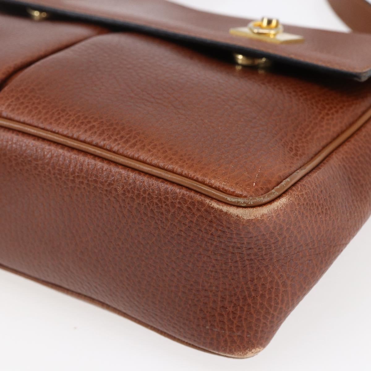 CELINE Shoulder Bag Leather Brown Auth 146484